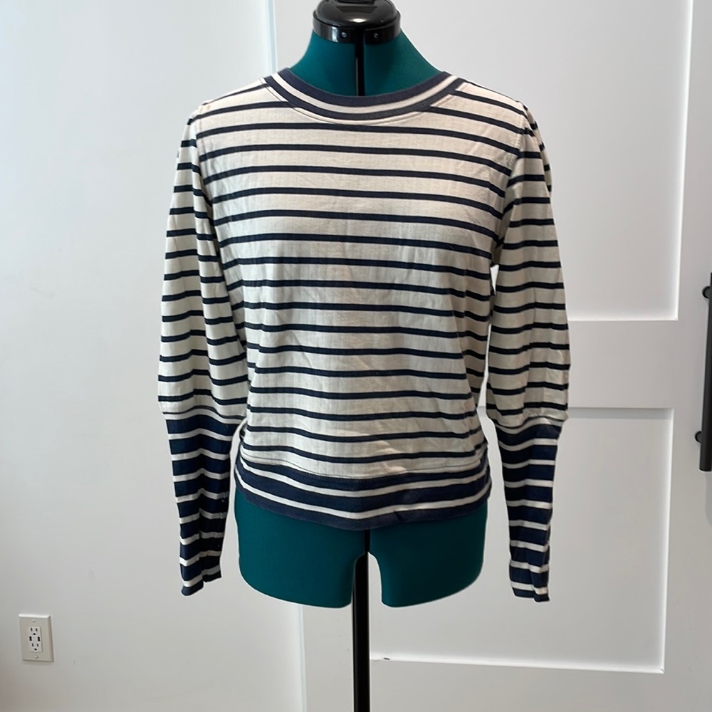 Apiece Apart Blue and White Striped Long Sleeve Shirt Size M